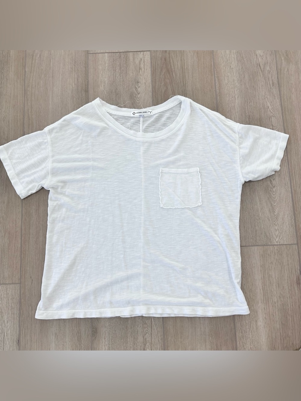 NWOT Crown Jewel short sleeve boxy crew T shirt with pocket white small